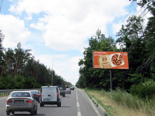 Щит 6x3,  Богатирська вул.  в напрямку Вишгорода.  Вишгород, траса на Межигір’я, зоопарк "12 місяців",  за 150 м до повороту на ЖМ "Дідовиця"